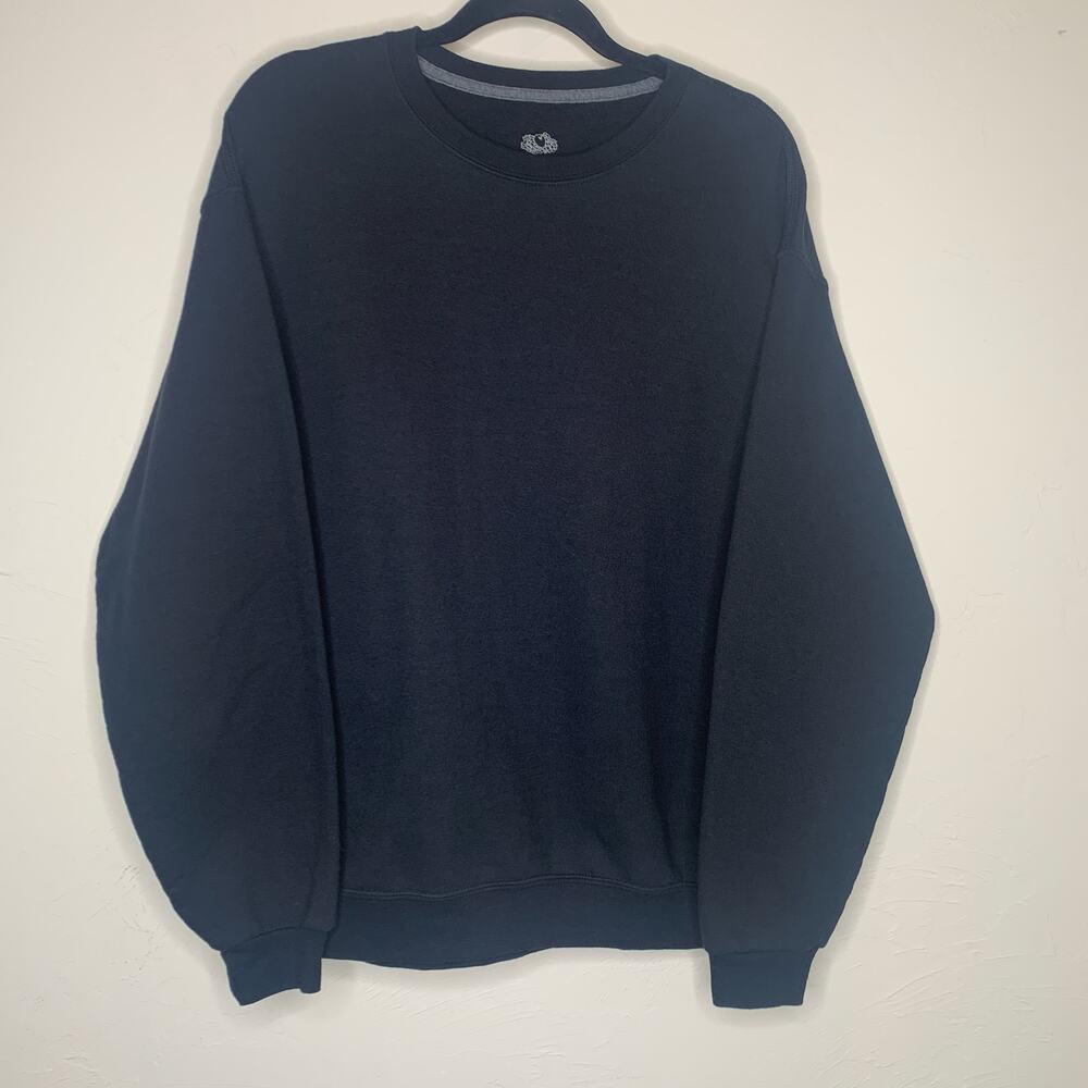 Fruit of the Loom Black Sweatshirt Crew Neck Sz Large